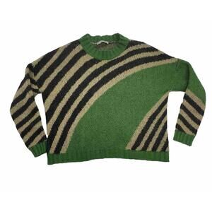 Women Sweater NICCOLAI Made in Italy Green Mohair Blend Sweater Size Medium